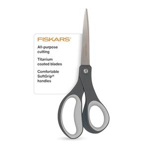 Fiskars 8" Comfort Grip Titanium All Purpose Scissors - Stainless Steel Blades for Everyday Cutting Tasks - Home, Office, and Arts & Crafts - Gray, And Studded Tumbler 24Oz Fiskars 8" Comfort Grip Titanium All Purpose Scissors - Stainless Steel Blades for Everyday Cutting Tasks - Home, Office, and Arts & Crafts - Gray, And Studded Tumbler 24Oz