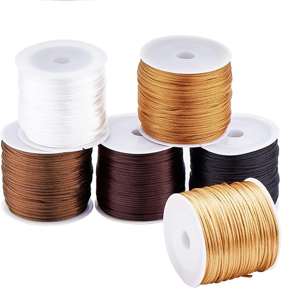 PH PandaHall 192 Yards 1mm Satin Rattail Cord Nylon String Cord Silk Cord Chinese Knotting Cord for Braided Necklace Friendship Bracelet Macram Dream Catchers Braid Hair Jewelry Making 6 Colors