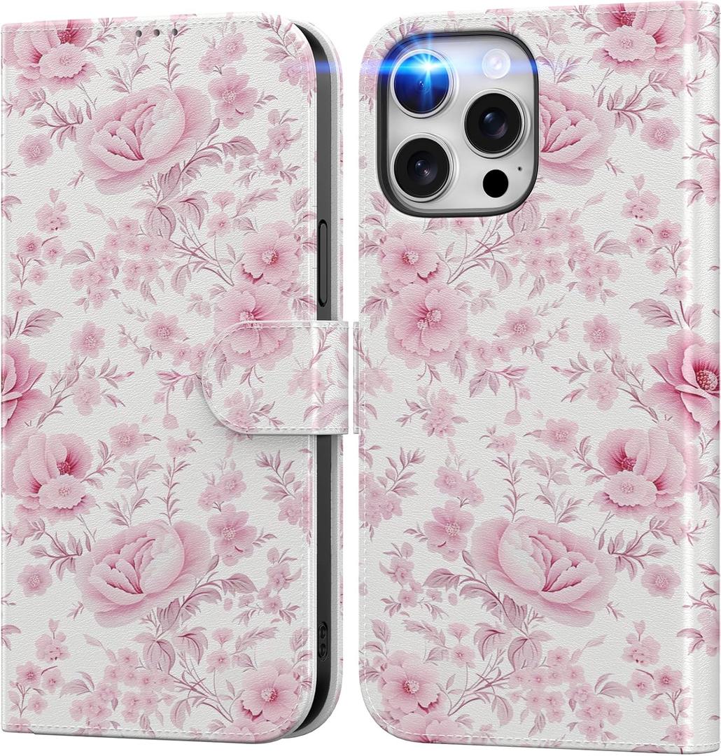 DEENAKIN FUNMIKO for iPhone 13 Pro Wallet Case with Cash Clip + Card Holder | RFID-Blocking, Military-Grade Drop Protection & UV-Printed Artwork, Magnetic Closure with Leather Kickstand