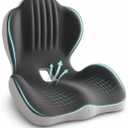 Saker Ergonomic Memory Foam Seat Cushion with Back Support, 2-in-1 Coccyx Cutout Chair Pad for Office, Car, Gaming Chair and Wheelchair, Contoured Lumbar Support for Long Sitting (Grey)