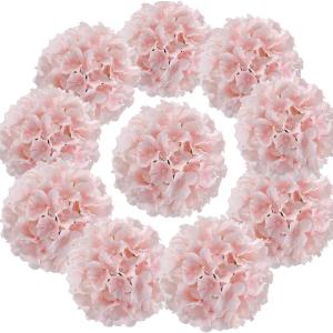 Flojery Silk Hydrangea Heads Artificial Flowers Heads with Stems for Home Wedding Decor,Pack of 10 (Baby Pink)