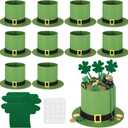 Leinuosen 10 Pack St. Patrick's Day Leprechaun Hat Candy Bucket Set 5 Inch Irish Lucky Leprechaun Hat Treat Containers Centerpiece for St. Patrick's Day Irish Favor Box Holiday Table Home Party Decor