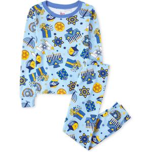 The Children's Place unisex-baby Family Matching, Christmas and Holiday Pajama Sets, Cotton (5, Hanukkah Allover)