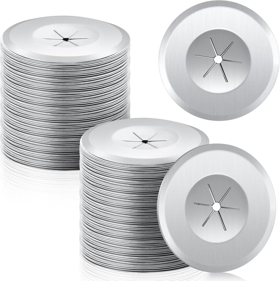 1.5 Inch Perforated Insulation Pins Self Locking Washers Flat Washer Round Galvanized Steel Plaster Washers for Wall and Ceiling (200 Pieces)