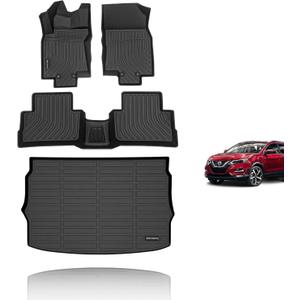 KELCSEECS Floor Mats & Cargo Liner for 2017 2018 2019 2020 2021 2022 Nissan Rogue SportOnly Fit Cargo Mat in Upper Position Car Mats Trunk Mat All Weather Rogue Sport Floor Mats Trunk Liner