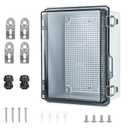 Large Waterproof Electrical Junction Box, IP67 Waterproof Clear ABS Plastic Enclosure Boxes for Outdoor Network Enclosure with Hinged Cover, Mounting Plate, Wall Brackets(13.8"x9.8"x5.9" Clear)