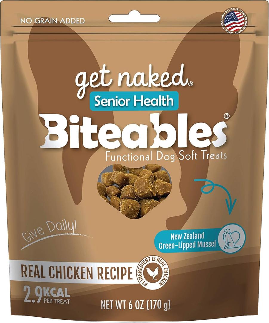 6 x Get Naked Biteables Senior Health Soft Dog Treats, Real Chicken Treat for Toothless Dogs, 6oz 1 Pouch