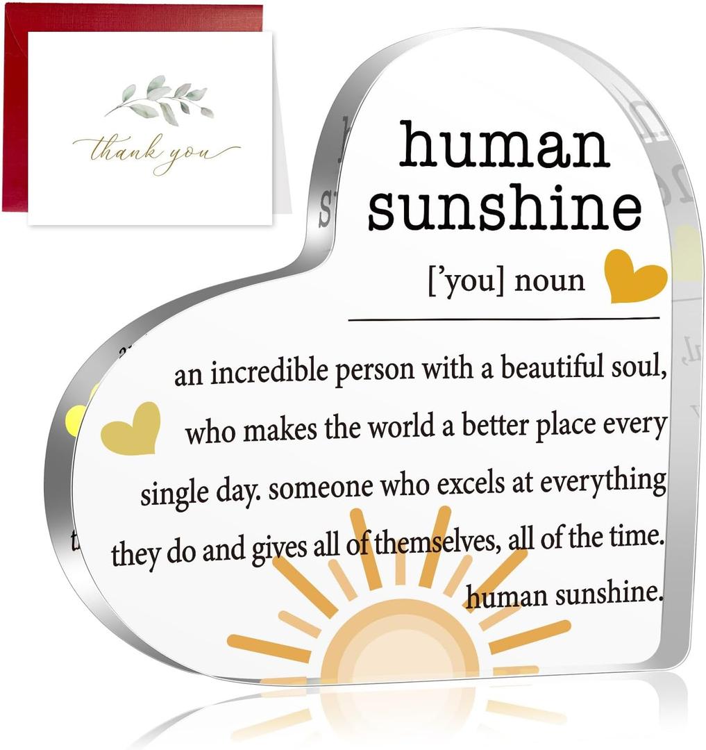 Fall Thank You Gifts for Women, Inspirational Quotes Gifts, Human Sunshine Gifts, Motivational Gifts, Appreciation Gifts for Teacher Friends Coworkers Doctor Nurse, Acrylic Desk Sign Decor (S1)