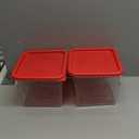 CURTA 4 Pack Food Storage Container with Red Lid - NSF Commercial Grade in 6.0 Qt - Square, Clear, Polycarbonate