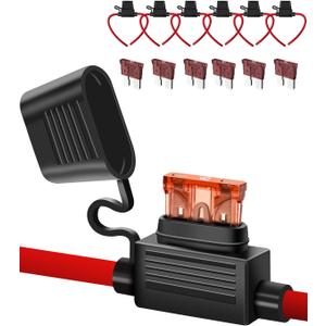 6 Pack 10 Gauge Inline Fuse Holder 12V - 10AWG Automotive Blade Fuse Holder with 6pcs 40 AMP ATC/ATO Standard Fuses