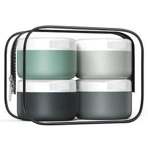 Travel Containers for Toiletries, Silicone Cream Jars BPA Free, TSA Approved 2oz Travel Size Containers, Leak-proof Travel Essentials with Lid for Cosmetic Face Hand Body Cream (4 Pack) (Grey)