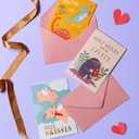 Valentines Day Cards for Kids School, 36-Pack Animal-Themed Funny Valentine's Exchange Cards for Classroom with Gold Foil and Emboss Details, 4 x 6 Inches, Blank on the Inside, Envelopes Included