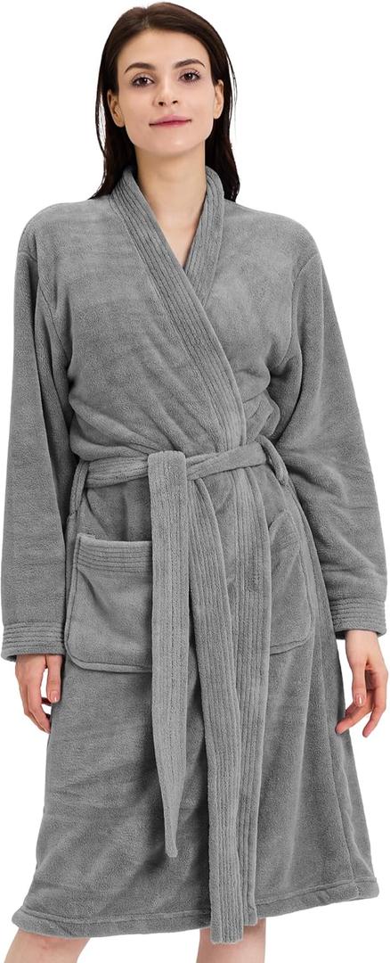 Towel Robe for Women  Soft Absorbent Kimono Bathrobe, Quick-Dry Spa Shower & Hotel Use (Large-X-Large, Grey)