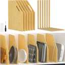 6 Pack Wood Tray Dividers Organizer For Kitchen Cabinet | Adjustable Vertical Cookie Sheet Organizer, Cabinet Dividers Organizer For Pots, Cutting Board, Pans, Lids, Baking Sheets