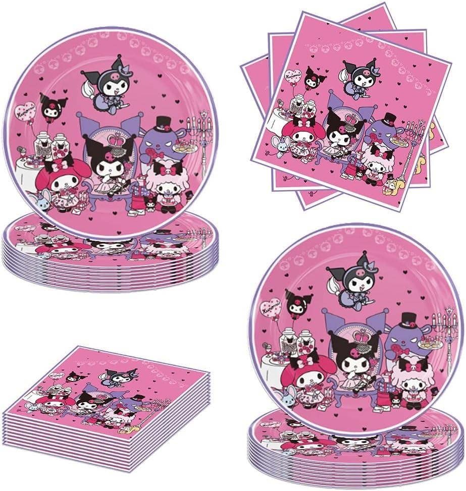 40 Pack Kuro birthday Party Supplies include 20 plates, 20 napkins for the Kuro party decoration