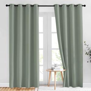 NICETOWN Blackout Sage Green Curtains 84 inch Length 2 Panels Set - Chic Thermal Insulated Grommet Room Darkening Window Drapes for Bedroom/Living Room, W52 x L84 (52"W x 84"L (Pack of 2))