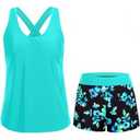 Tempt Me Women Tankini Swimsuits with Skirt - Two Piece Tummy Control Bathing Suit with Pockets Loose Fit 2026 Swimwear (L)