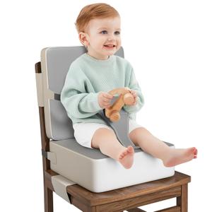 Booster Seat for Kitchen Chair, Toddler Booster Seat for Dining Table with Backrest & Safety Buckles, Non-Slip Portable Dining Seat, High Chair Alternative for Home & Travel