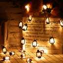2 Strings Set, Lantern String Lights 9.8ft of 40 LED Lights Mini Vintage Christmas Halloween Decorative Kerosene String Lights for Patio Garden Home Holiday Decoration, Warm White Light (Black)