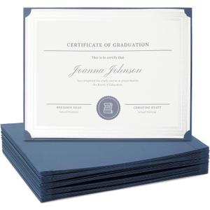 48 Pack Single Sided Award Certificate Holders - Bulk Certificate Holders for Graduation, Diploma, Employee Appreciation, Certification (fits 8.5x11, Navy Blue)