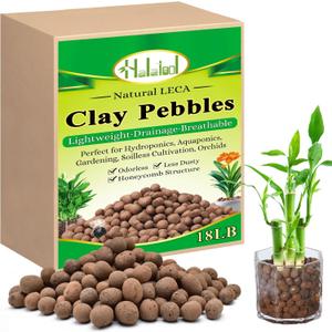 Halatool 18LB Hydroton Clay Pebbles for Plants 4mm-16mm Lightweight Hydro Leca Balls for Potted Plants Hydroponics Gardening Orchids Drainage Decoration Aquaponics Aquariums
