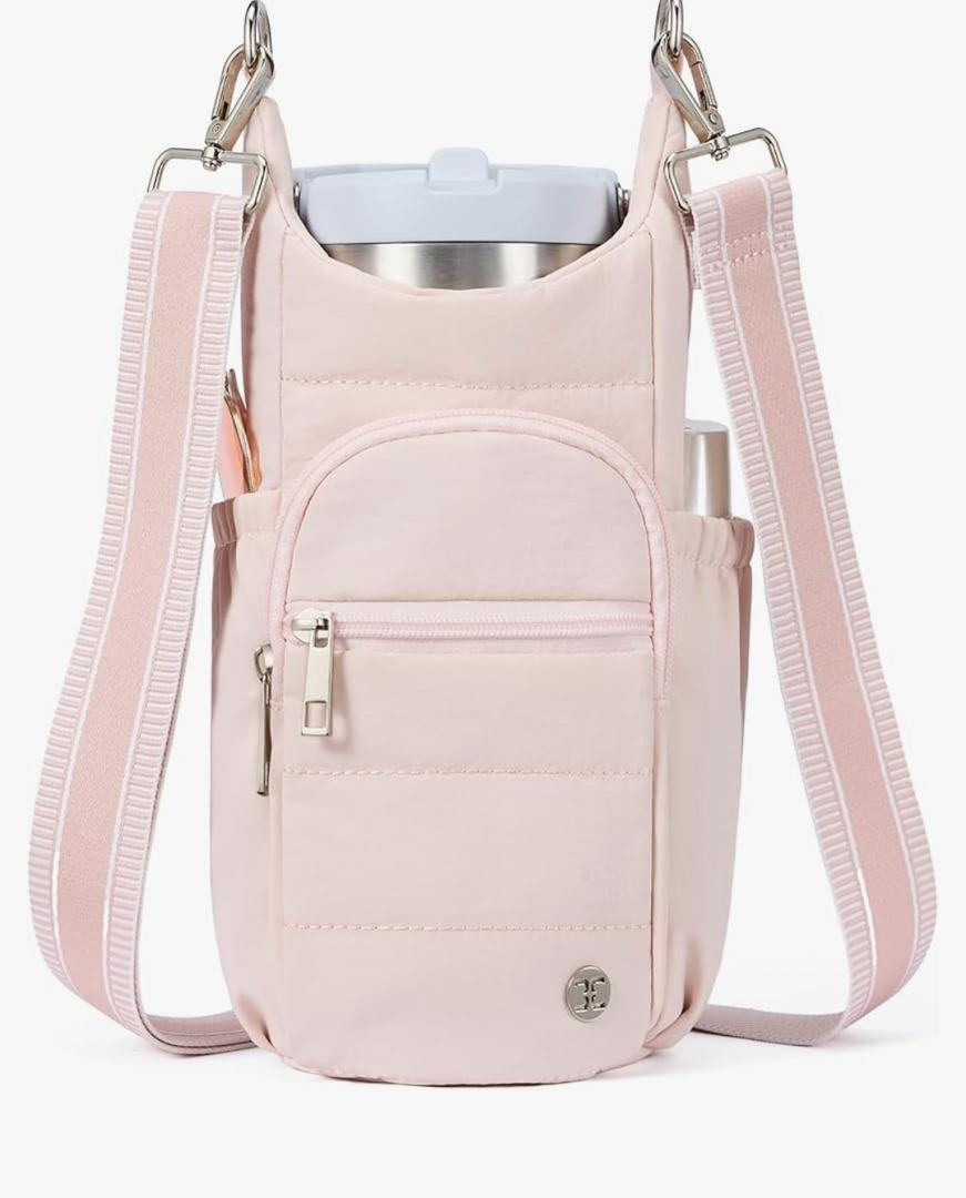 Telena Water Bottle Holder with Strap RFID Crossbody Bags for Women for Walking, Hiking, Cycling Pink