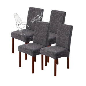 Search Chair Covers Stretch Parsons Chair Slipcovers for Dining Room Kitchen Chair Protector Cover, Removable, Washable (4, Flower Pattern-Dark Gray)