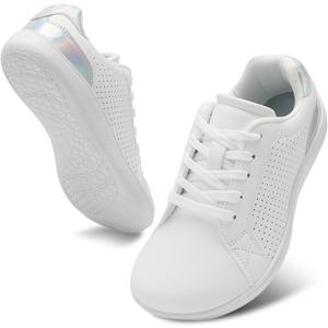 relxfeet Women's Minimalist Barefoot Shoes Zero Drop Walking Shoes Lightweight Fashion Sneakers Wide Toe Box (6.5 Wide, Bright White)