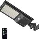 Outdoor Solar LED Street Lights, 6500K Solar Outside Dusk to Dawn, IP65 Waterproof Street Lights Solar Powered with Motion Sensor and Remote Control for Wall Porch Barn Patio Garage L-1Pack
