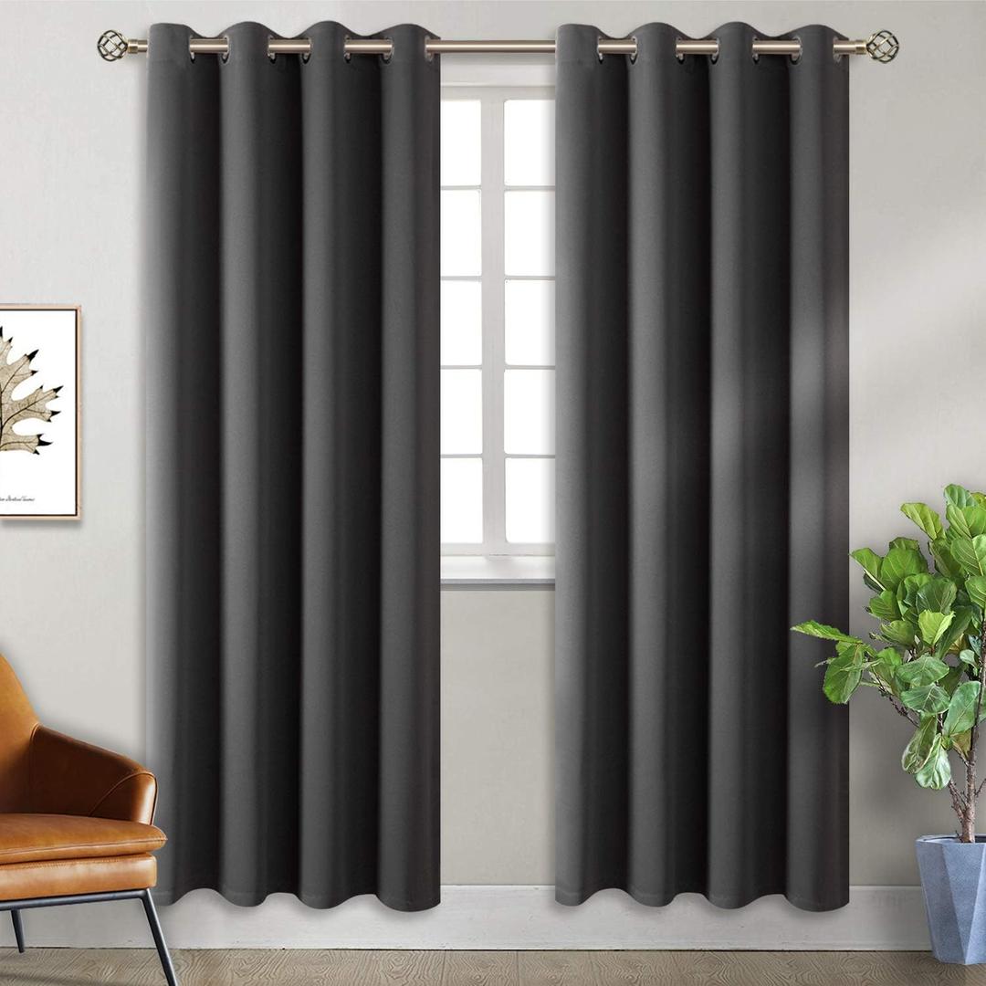 BGment Blackout Curtains for Bedroom - Grommet Thermal Insulated Room Darkening Curtains for Living Room, Set of 2 Panels, Each 46 x 84 Inch, Dark Grey (46"W x 84"L (Pack of 2))