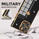 Tzomsze Compatible with iPhone 16 Pro Case,Camera Protection Cute Heart Pattern & Electroplate Reinforced Corners Shockproof Edge Bumper Case for Women Girls 6.3 Inch-Black