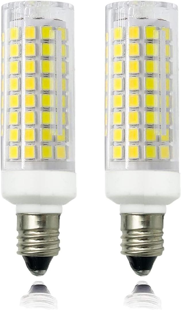 E12 LED Bulb 7W Equivalent to 75W Halogen, Dimmable 120V 730LM Candelabra Base T3/T4 Light Bulbs for Ceiling Fan, Chandelier Lighting White 6000K (Pack of 2)