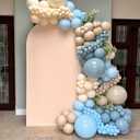 Dusty Blue Sand White Balloon Garland Arch Kit, Slate Fog Baby Blue Sand White Beige Latex Party Balloons for Boys Girls Bear Theme Baby Shower Birthday Gender Reveal Bridal Wedding Party Decorations