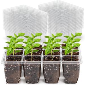 MIXC 360 Cells Seedling Starter Trays Transparent Seed Tray Grow Germination Kit with 30 Plant Lables(1.5 inch x 12 Cells per Tray, 30 Trays)