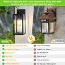 MAXvolador Outdoor Wall Sconce, Exterior Waterproof Wall Lantern Light Fixtures, Black Porch Lights with Toughened Glass Shade, Anti-Rust E26 Socket Front Door Mount Lighting, 2 Pack