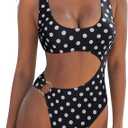 SUUKSESS Women Sexy One Piece Tummy Control Swimsuit Cutout Backless Bathing Suit L