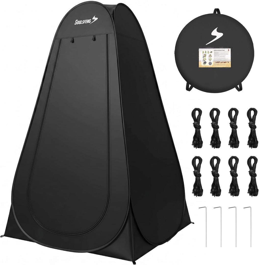 Portable Camping Toilet Tent, 3.9x3.9x6.2ft Pop-Up Privacy Shelter, Instant Shower & Dressing Room for Outdoor Beach, Hiking, Fishing or Emergency Use Waterproof, 46.8" L x 46.8" W x 74.4" H