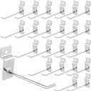 JAPCHET 200 Pack 4 Inch Heavy Duty Silver Metal Slatwall Hooks Hangers, Slat Board Hooks Accessories, Organization Display