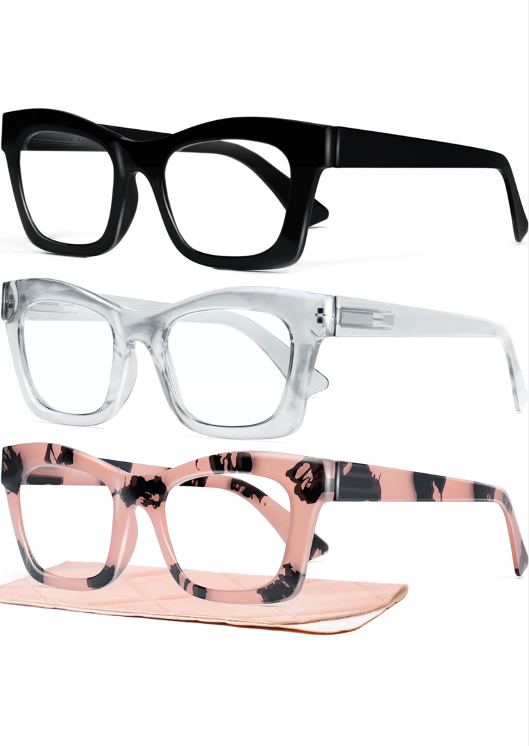 CCVOO Stylish Reading Glasses for Women, Eyeglasses, Blue Light Readers for Women, Computer Eye Glasses, Cheaters (+1.5)