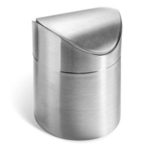 LOVEINUSA Mini Trash Can with Lid, 1.5L Small Garbage Bin Brushed Stainless Steel Desk Trash Can for Bathroom, Office, Kitchen, Coffee Table, and Countertop Use