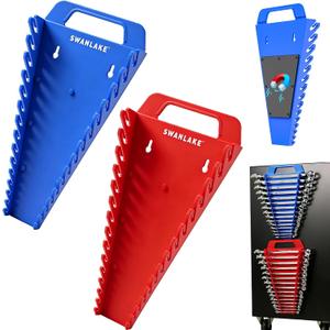 SWANLAKE Magnetic Wrench Organizer Toolbox Holder, 2-Pack SAE (1/4'' to 1-1/16''), Metric (6mm to 27mm) Ratchet Wrench Organizers, Total Hold 30 Slots Wrench Holders for Tool Box