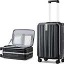 Hanke 24 Inch Checked Luggage PC Hard Shell Suitcases for Travel Front Opening Aluminum Frame Travel Luggage Rolling Suitcase with Wheels.(Jet Black)