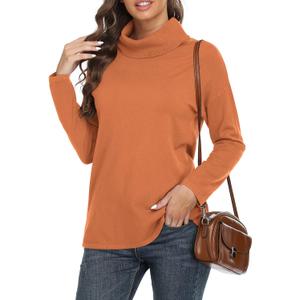 VIISHOW Women's Turtleneck Sweater Long Sleeve Cozy Warm Sweater Casual Lightweight Soft Pullover Jumper Tops (Orange, S)