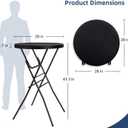 Byliable Cocktail Table 28in Folding Round High Top Indoor Outdoor with Removable Legs, Tall Bistro Foldable Bar Height Table for Parties, Patio, Backyard, Dining Room, Events, Black- 2PCS