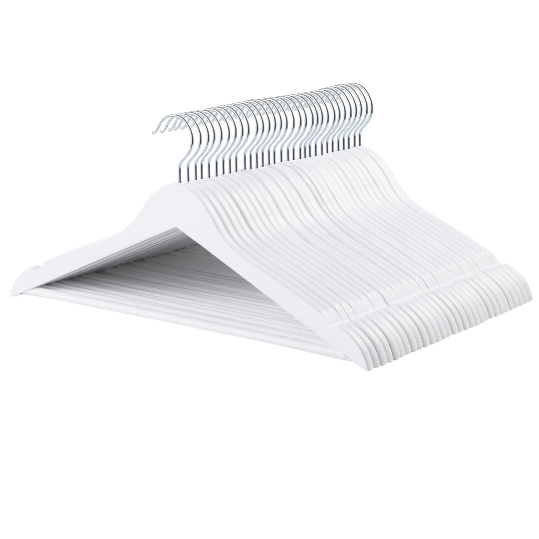  Wood Suit Clothes Hangers, 30-Pack, White