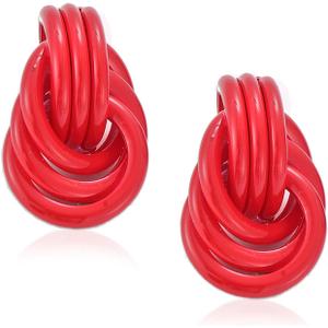 Chunky Gold Statement Earrings - Trendy, Fashion Knot Geometric Drop Dangle Earrings - Minimalist Gold Jewelry for Women