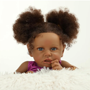 Reborn Baby Dolls Black Girl, 22" Realistic Baby Doll Lifelike African American Newborn Bebe Caramel Real Life Like Baby Dolls with Two Afro Puffs & Feeding Toys in Gift Box for Kids Age 3+