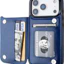 ONETOP Compatible with iPhone 17 Pro Wallet Case with Card Holder, PU Leather Kickstand Card Slots Case, Double Magnetic Clasp and Durable Shockproof Cover 6.3 Inch (Blue)