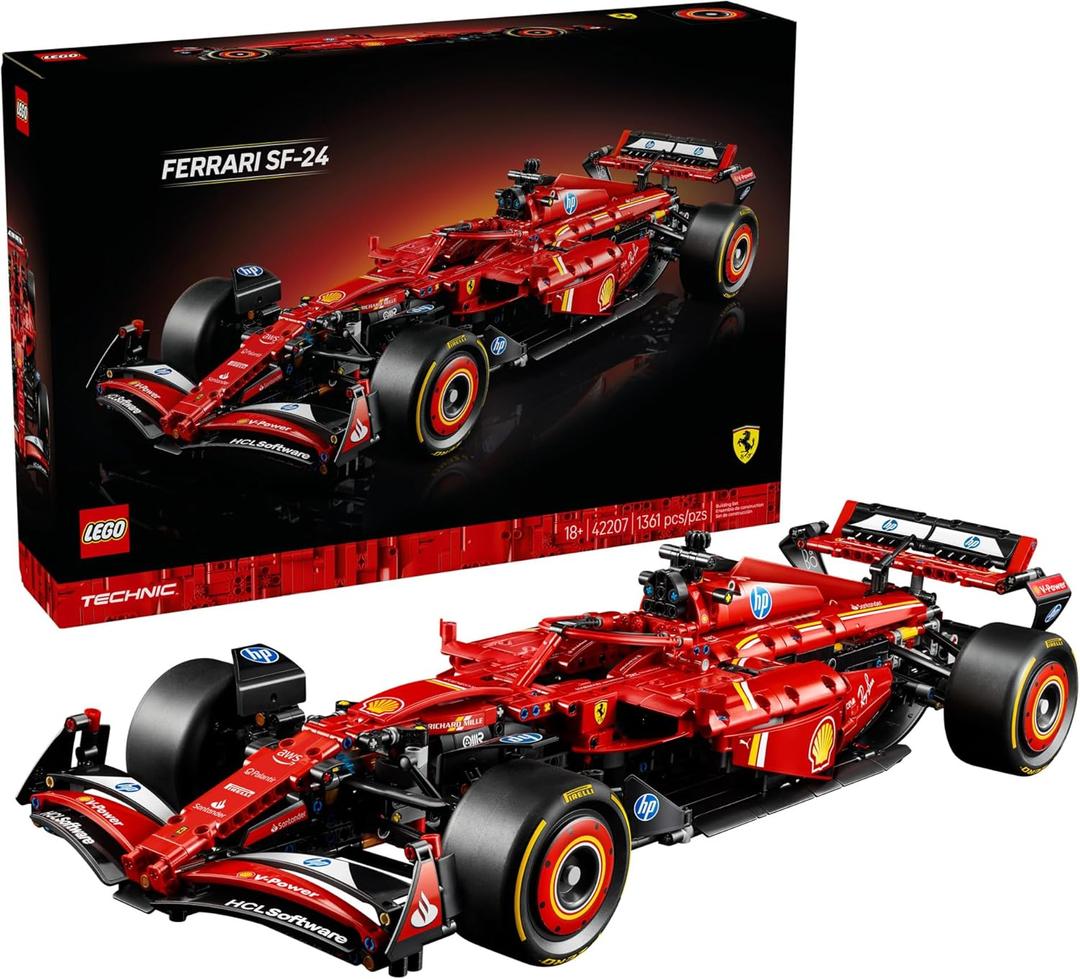 LEGO Technic Ferrari SF-24 F1 Model Car Kit - Building Set for Adults, Ages 18+ with Realistic Features - Ferrari DIY Craft for Display - Gift Idea for F1 Fans - 42207