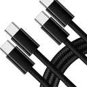 [6.6 ft, 2-Pack] 240W Type C USB C to C Cable for iPhone 17 Charger Fast Charging Nylon Braided Cable E-Marker Charger Cord [Black]